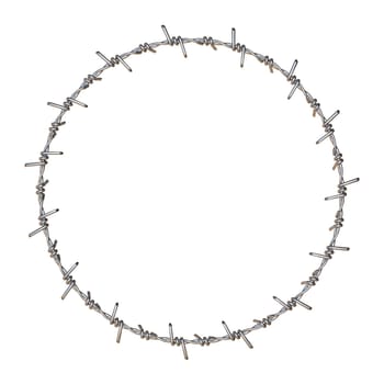 Barbed wire Big circle 3D rendering illustration isolated on white background
