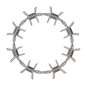 Barbed wire Small circle 3D rendering illustration isolated on white background