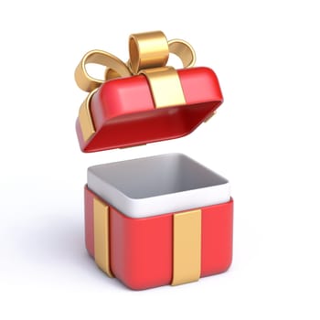 Red gift box icon Opened 3D rendering illustration isolated on white background