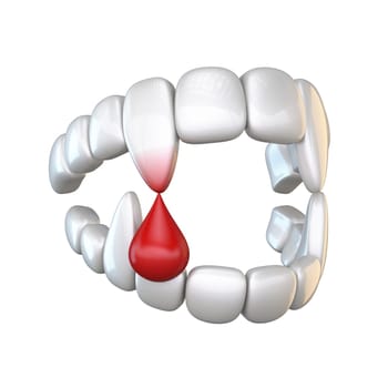 Plastic vampire teeth 3D rendering illustration isolated on white background