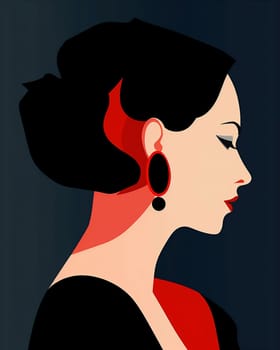 woman red luxury sexy portrait elegance hair female brunette vintage fashion art lifestyle model pretty beauty poster background illustration attractive glamour modern. Generative AI.