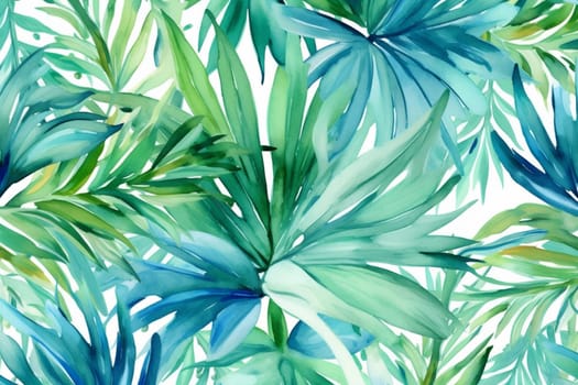 drawing botanical pattern retro design textile tropical seamless leaf painting paper background summer palm jungle spring grass print tropic trendy texture. Generative AI.