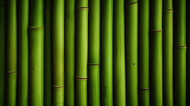 Green bamboo fence texture, bamboo background for design. AI
