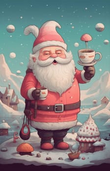 lifestyle man home holiday time room cute merry mug caucasian joyful male decoration year hot claus domicile life christmas santa drink cosy. Generative AI.