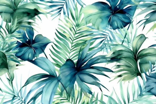design nature leaf fabric seamless trendy pattern floral monstera beach tree tropical palm summer paint background print garden textile jungle spring. Generative AI.
