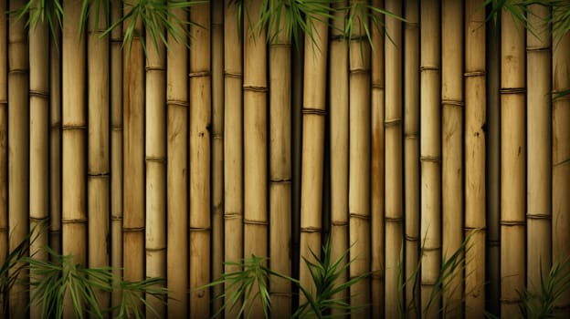 Yellow dry bamboo texture background for interior or exterior design. AI