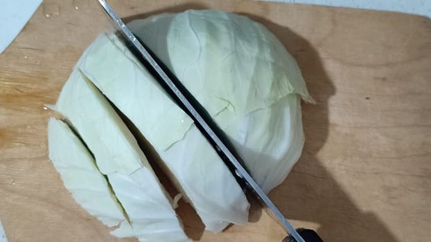 white cabbage cut for salad or soup, food fresh vegetables. High quality photo