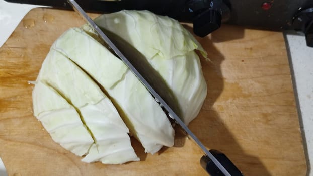 white cabbage cut for salad or soup, food fresh vegetables. High quality photo