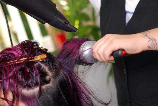 Blow-dry hair