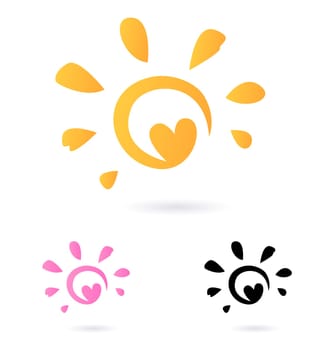 Vector Sun sign or icon isolated on white background.