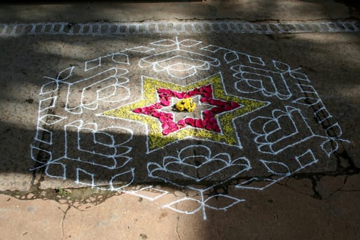 Rangoli in front of shri Raju&#039 s house