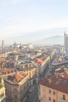 City of Turin (Torino) skyline panorama birdeye seen from above