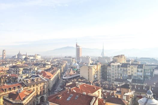 City of Turin (Torino) skyline panorama birdeye seen from above