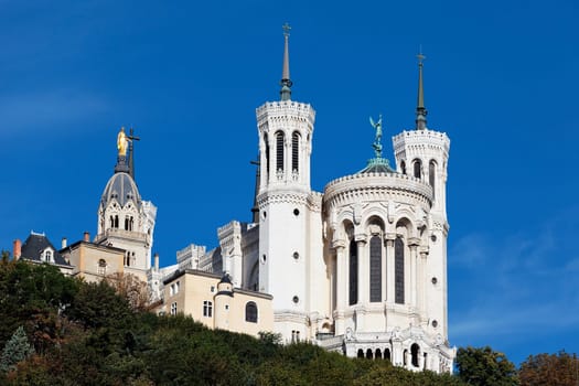 Lyon Cathedral in the big blue sky