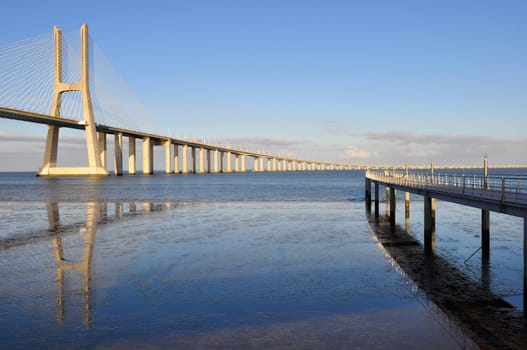 Vasca da Gama Bridge in Lisbon, Portugal.