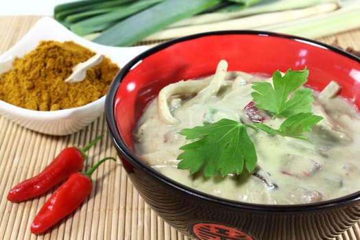 green curry with vegetables and wild rice