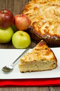 Apple Tart  with fresh apple on table