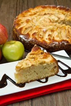 Apple Tart  with fresh apple on table