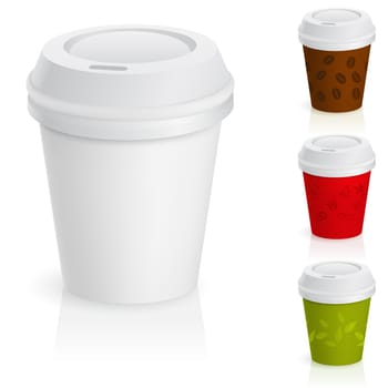 Set of takeaway coffee cups. Illustration on white background.