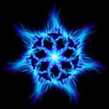 Blue fire flower. Illustration on black background for design