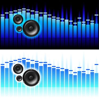 Sound Waves. Vector illustration on white and black background
