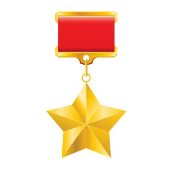 Hero of the Soviet Union gold star award. Illustration on white