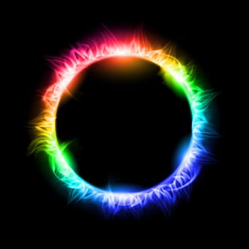 Colorful Solar eclipse. Illustration on black background for design