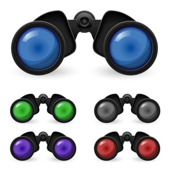 Set of realistic binoculars. Illustration on white background