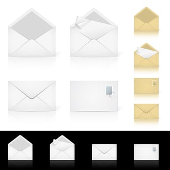 Set of different icons for e-mail. Illustration for design on white background