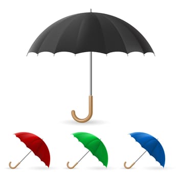 Realistic umbrella in four colors. Illustration on white background