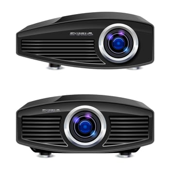 Realistic multimedia projector. Illustration on white background for design