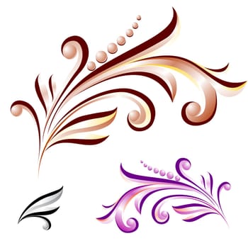 Abstract flower with leaves of different colors. Nice design elements for your best creative ideas.