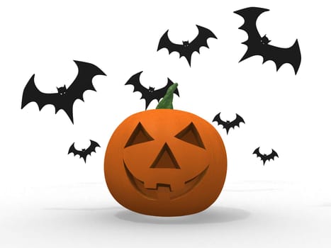 halloween pumpkin and bats