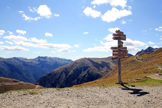 Signs high up in the mountains