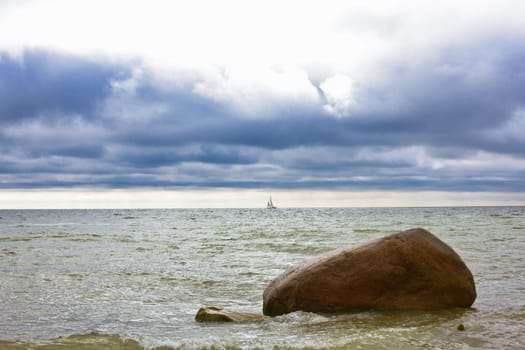 Rock in the surf