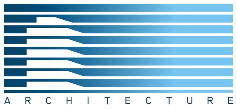 Blue and white lines forming a building