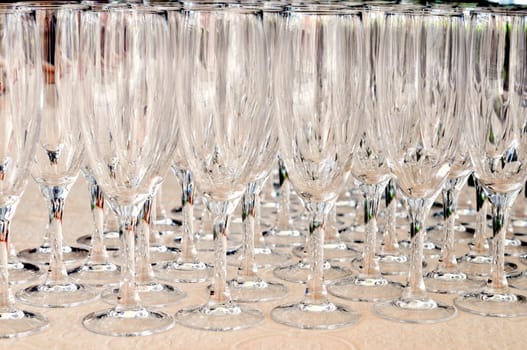 Glasses for wine in a bar or restaurant