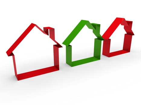 3d home house red green estate business