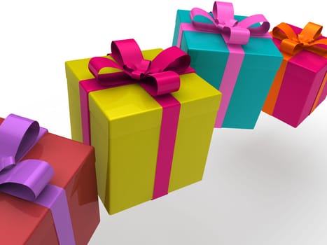 3d gift box present christmas ribbon birthday