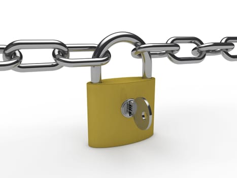 3d chain padlock key safety security safe