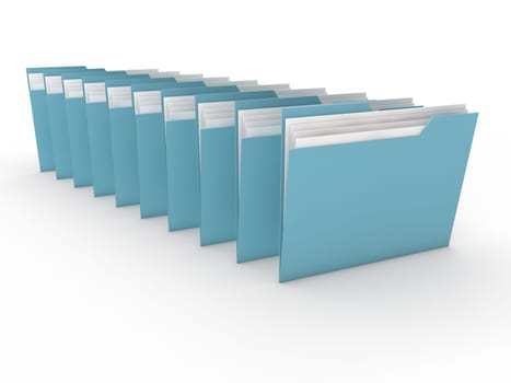 3d folder paper document file blue data