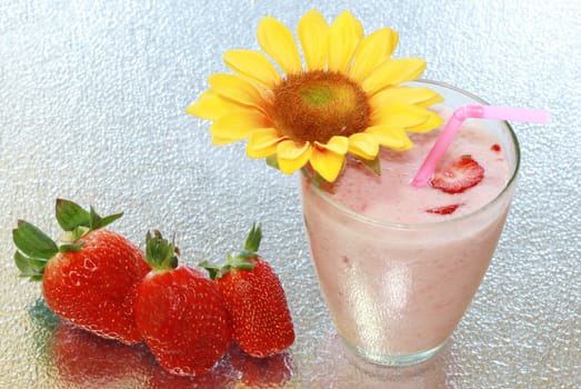 Strawberry shake in a glass
