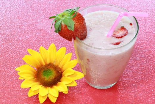 Strawberry shake in a glass