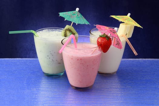 different smoothie with fruits