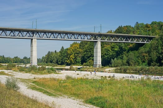 The Grosshesseloher Bridge on Munich's Isar in Bavaria