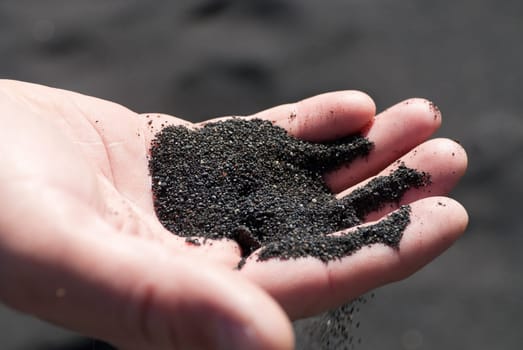 basalt black sand in Vik in Iceland