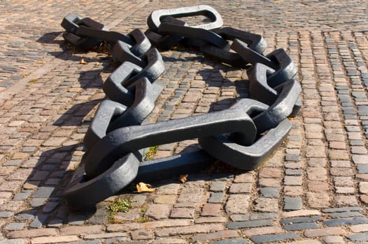 Huge steel chain from an old ship