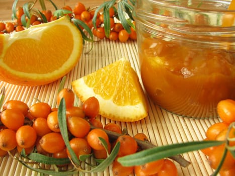 Jam with sea buckthorn berries and oranges