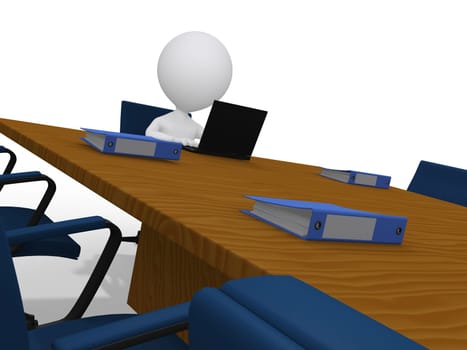 3d businessman waiting in meeting room in corporate office