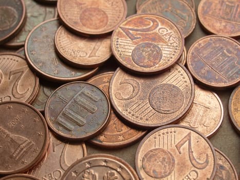 Range of Euro coins useful as a background
